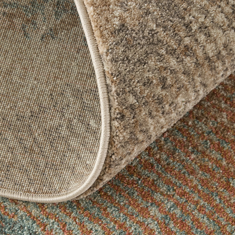 Tapis brun / brun clair / bleu Roy, Rectangle 5 pi x 7 pi 6 po
