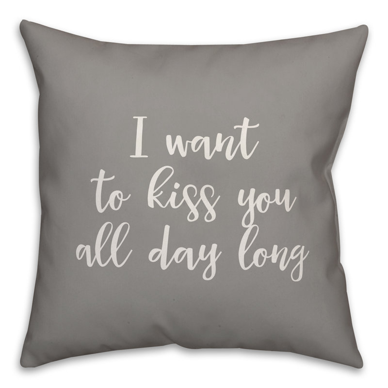  Coussin décoratif «I Want to Kiss You All Day», Gris, Housse de coussin