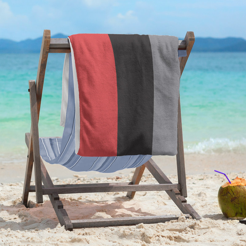 Lightweight Beach Towel, Microfiber, Red/Black/Flat Gray