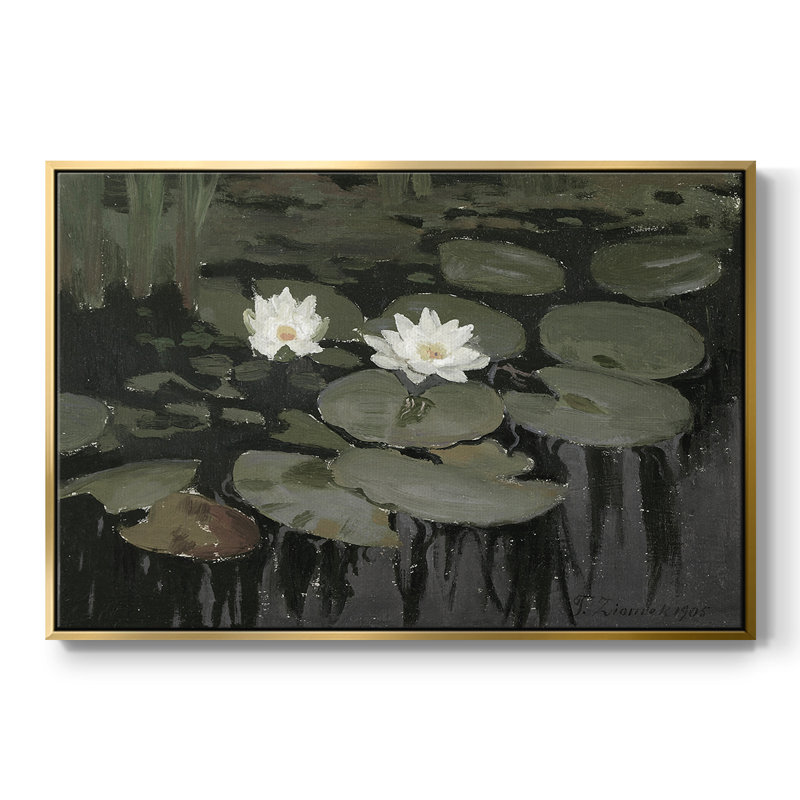 Paysage rétro - CDXLVII, Toile avec cadre flottant or, H 17 po x l 25 po x P 2 po