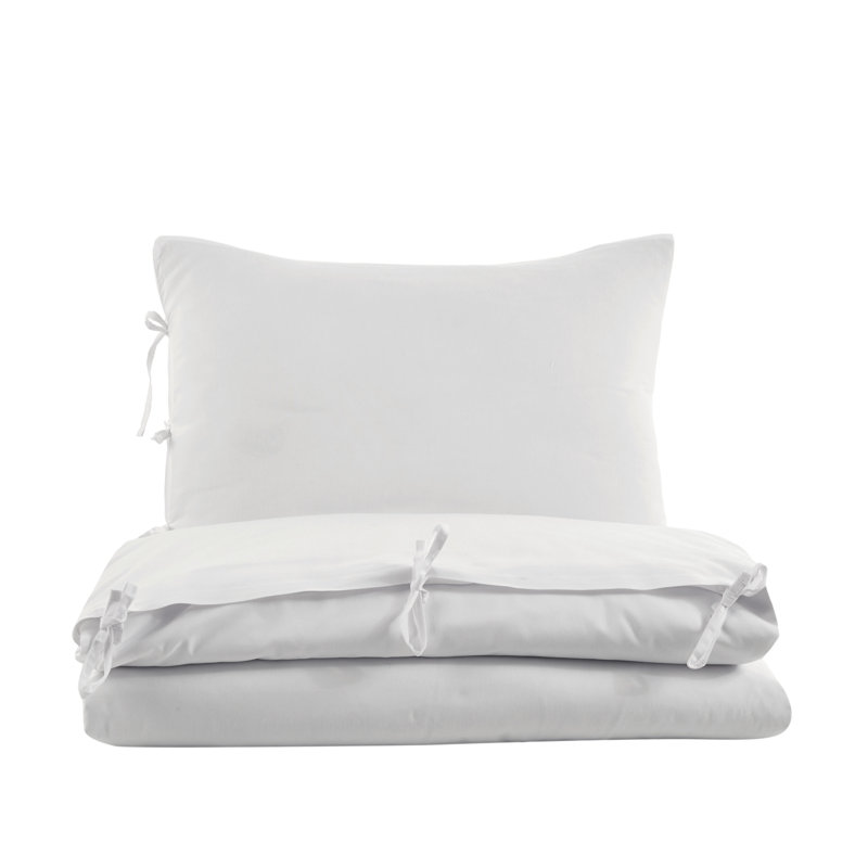 Ensemble de housse de couette avec deux taies décoratives couleur unie en polyester uni polyester 104 pi x 90 pi, Blanc