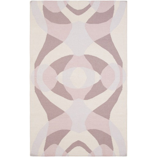 Tapis rose / mauve en laine tissé à la main Aikens, Rectangle 2 pi x 3 pi
