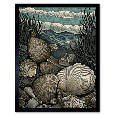 Critchfield Seashells By The Shore Modern Coastal - Single Picture Frame Print