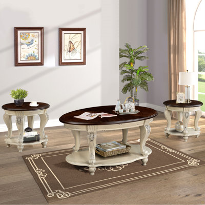 Ensemble de table basse de salon, table basse et table d'appoint 2 pièces