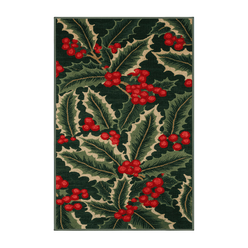 Tapis vert botanique lavable à la machine, Rectangulaire 7 pi x 10 pi