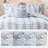 Blue Full Queen Bedding Sets, 6 Piece Microfiber Ruffled Stripe Comforter Set