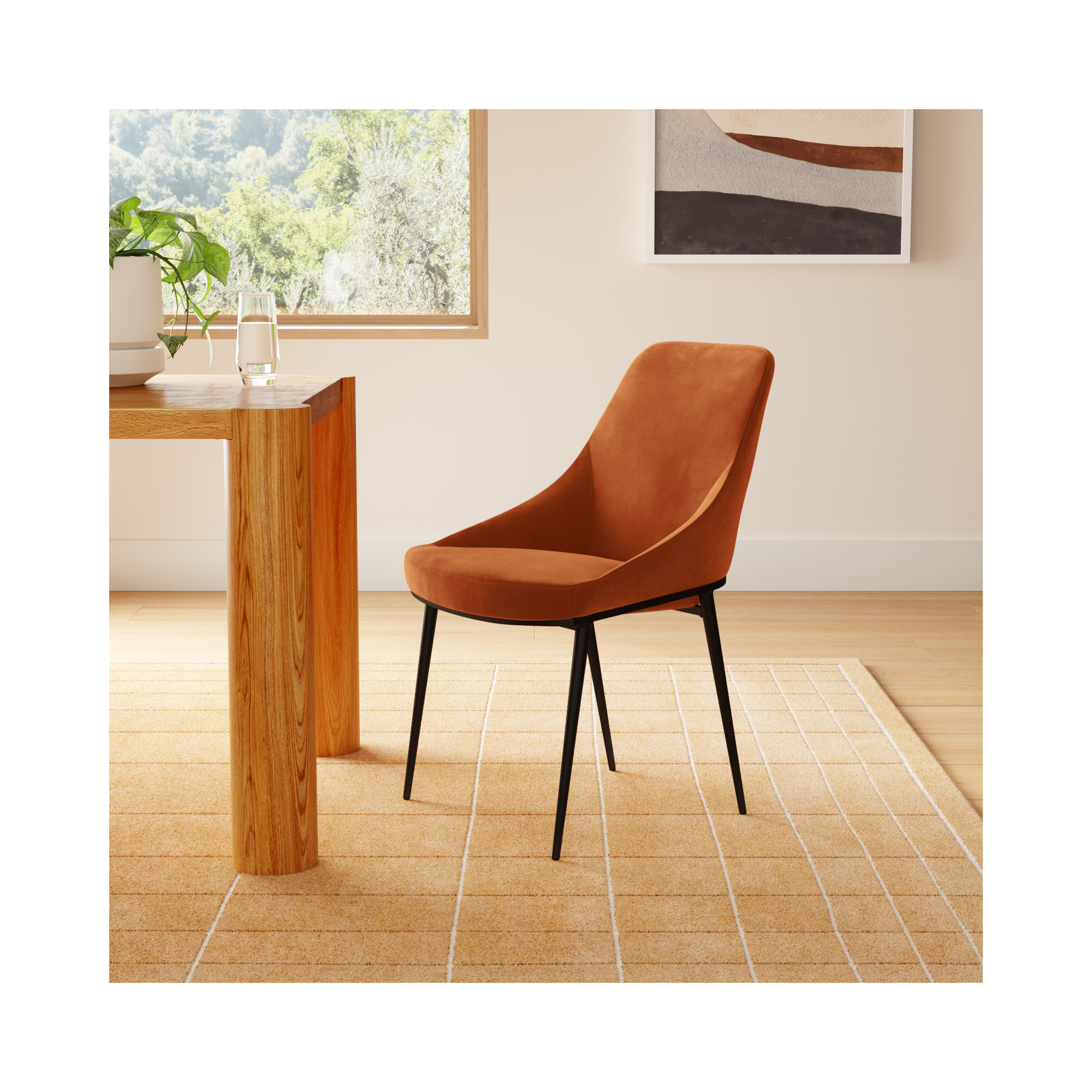 Halcyon Upholstered Side Chair, Burnt Orange