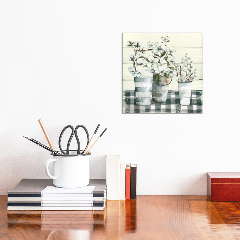 « Spring Gingham I » par Carol Robinson, reproduction d’art, Pas de tapis, Toile tendue, H 12 po x l 12 po x P 0,75 po
