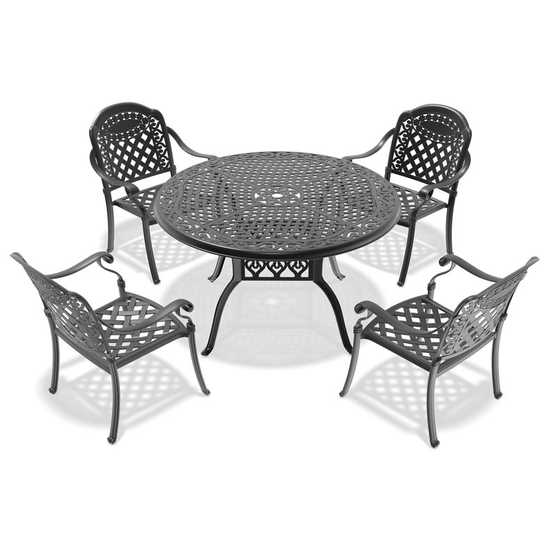 Ensemble de meubles de patio en aluminium coulé avec coussins, chaise, 4