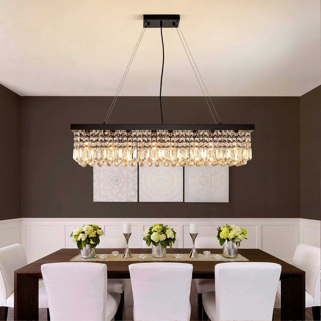 Anacelia 10-Light Rectangle Chandelier with Crystal Accents Everly Quinn 