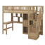 Lit surélevé en bois pour lit simple avec bureau, lumières DEL et supports de rangement-640249521