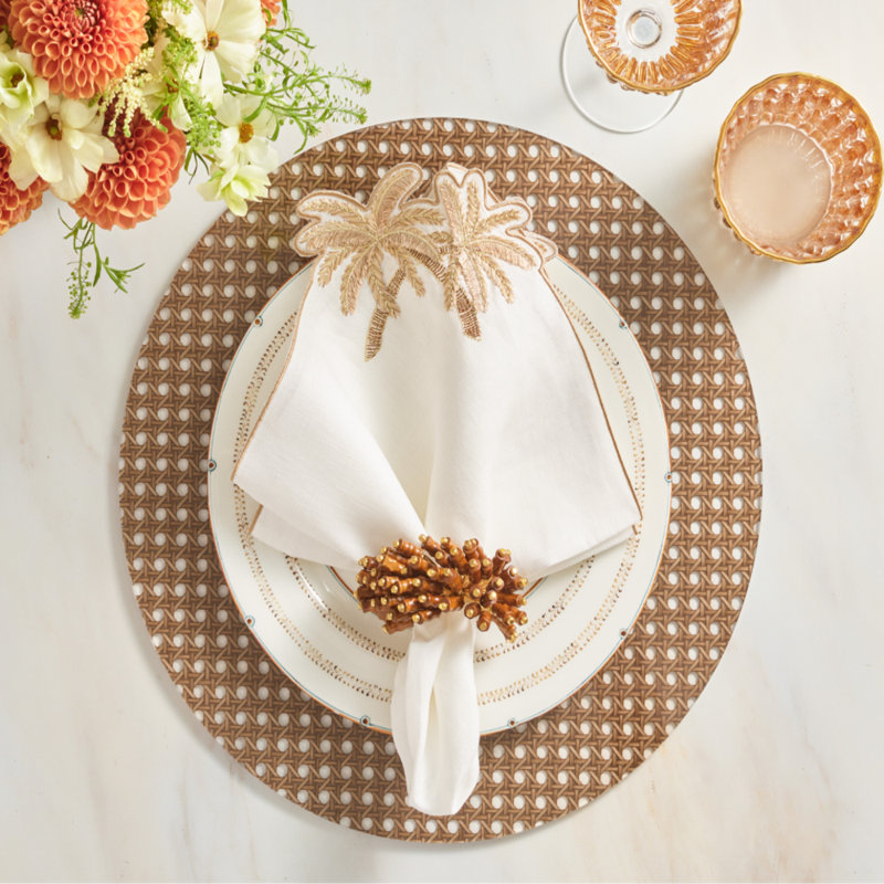 Palmera Napkin, White/Gold/Natural