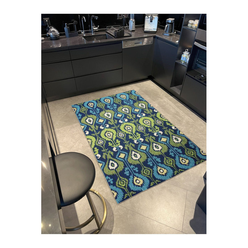 Tapis à motif floral et à motif floral tissé à la main, Carré 3 pi 3 po