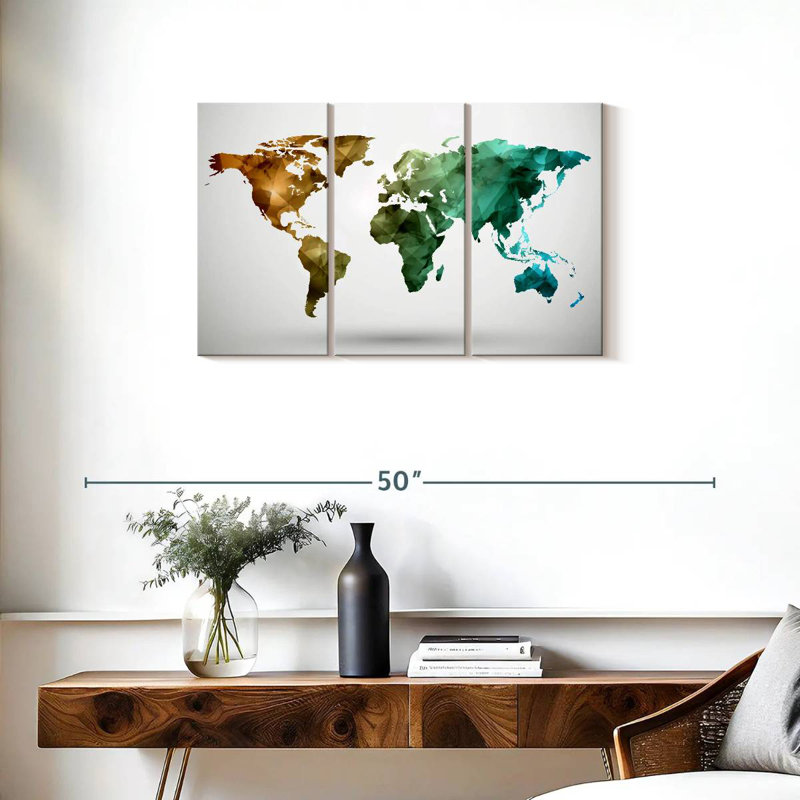 Carte du monde abstrait moderne Aliaz, H 20 po x l 33 po