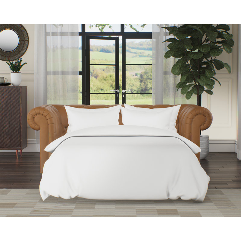 Melrose 3 Seater Leather Sofa Bed, Saddle
