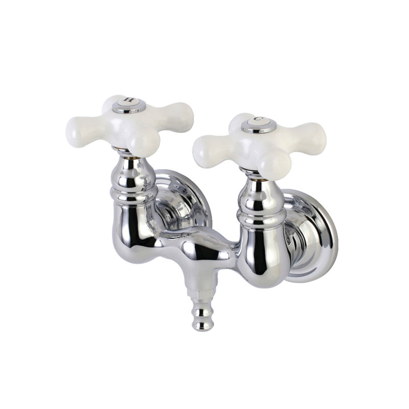 Kingston Brass Aqua Vintage Two-Handle 2-Hole Tub Wall Mount Clawfoot Tub Faucet, Polished Chrome