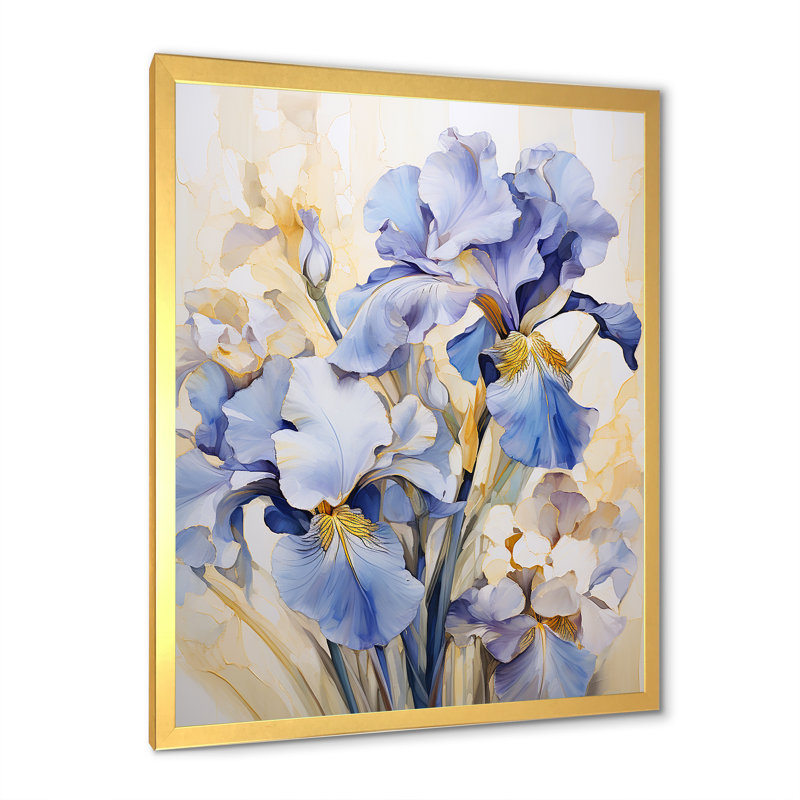 Minimalisme Irises Melody I sur toile, Cadre doré simple, H 20 po x l 12 po x P 1 po