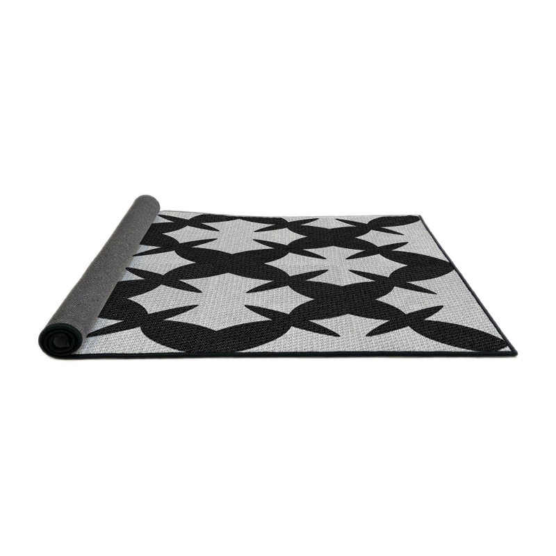 Tapis gris/noir tissé à la machine, Rond 7 pi