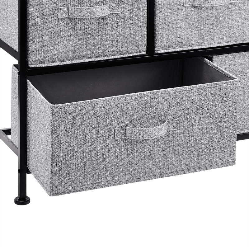 Theus 102.11cm W 5 - Drawer Chest of Drawers, Black/Grey