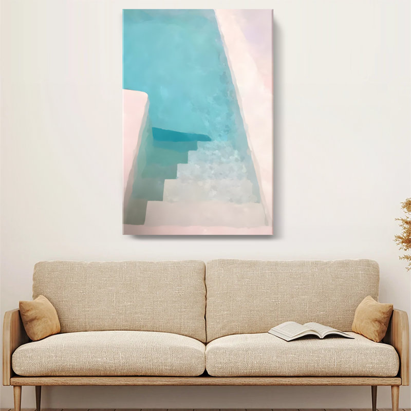Impressionistic 'Abstract Turquoise Pool Scene' Canvas Graphic Art