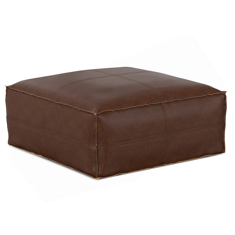 Grand repose-pieds Brody - brun foncé patiné, Simili cuir brun foncé