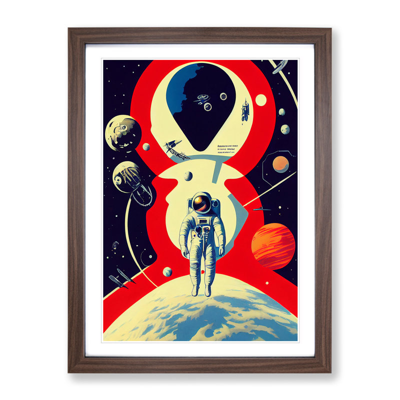 Chief Astronaut - Single Picture Frame Print, 46cm H x 34cm W x 2cm D, Walnut