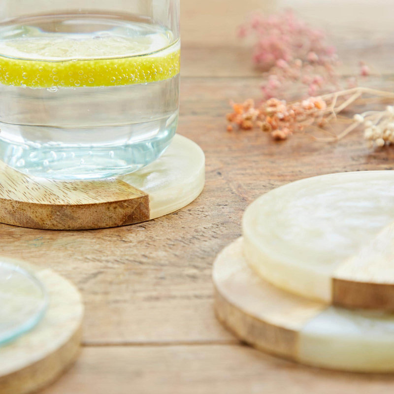 Round Wood and Resin Coasters