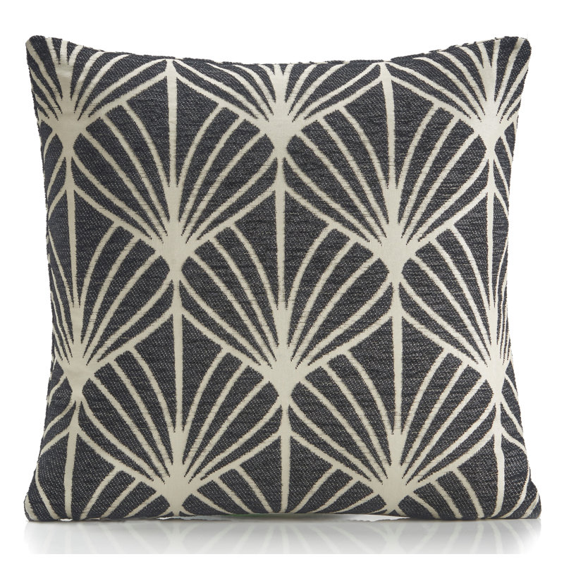 Cabreriza Geometric Silver Square Throw Pillow Cover, Black