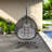 Versatile Hanging Egg Chair With Pe Rattan Hollowed-out Design, Iron Base, A Headrest And Cushion-1229021120