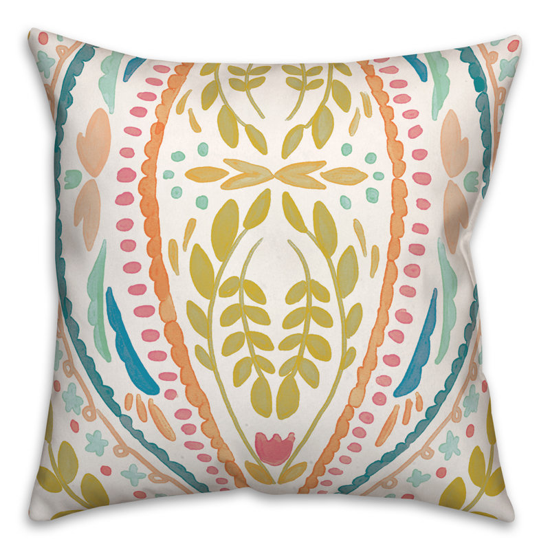 Housse et insert de coussin extérieur d'extérieur, Jaune, Floral 2