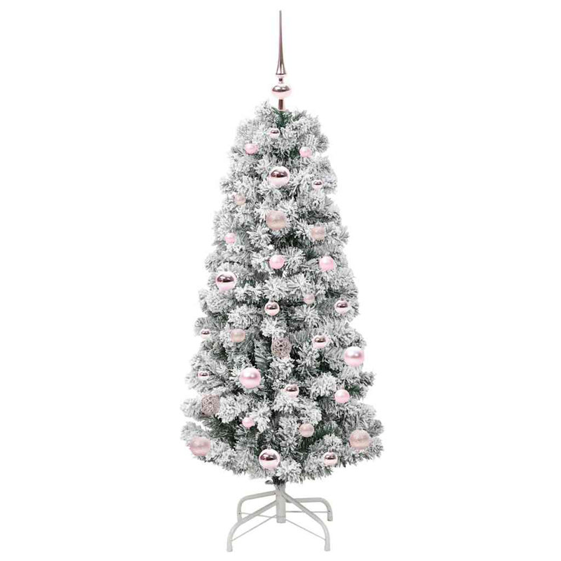 Artificial Hinged Christmas Tree Green and white, 3.94 ft
