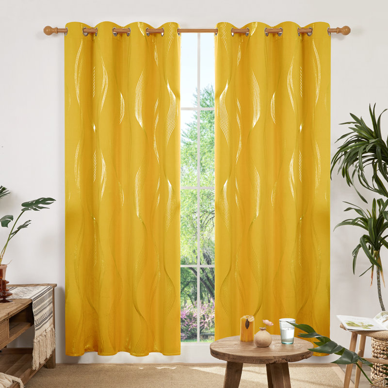 Prewett Super Soft Eyelet Room Darkening Thermal Curtains, Width 132 x Drop 138cm, Mellow Yellow