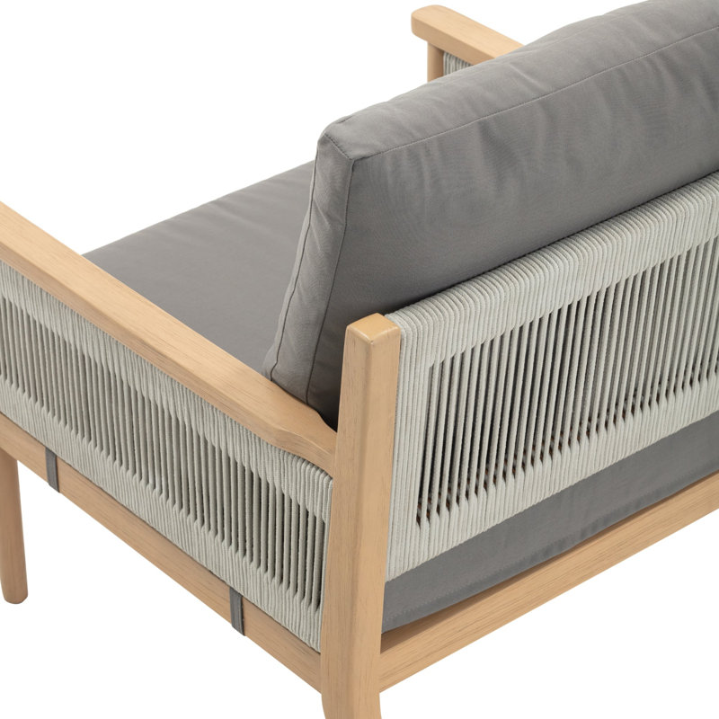 Acacia Wood Patio Chair With Rope Accent, Gray