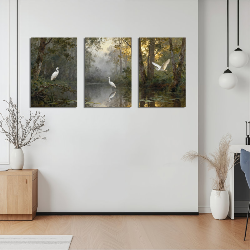 Ensemble de 3 tableaux sur toile tendue, H 18 po x l 36 po