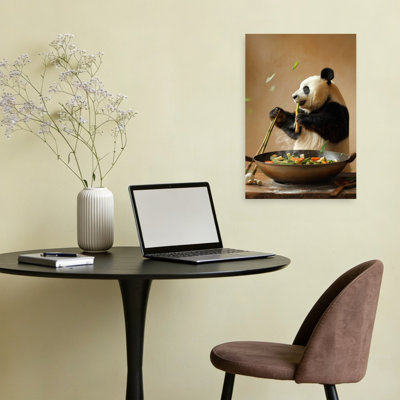 Panda Cooking Stir Fry Contemporary Bamboo Bear Panda Forest Wall Art Print