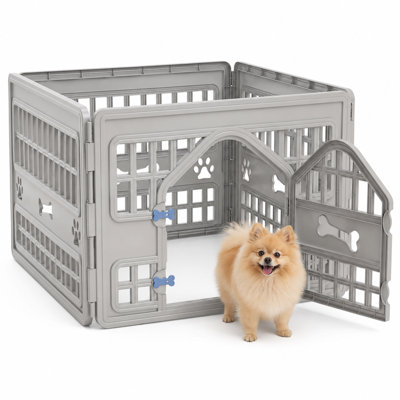 Dog Playpen,4-Panel Resin Pet Fence with Door