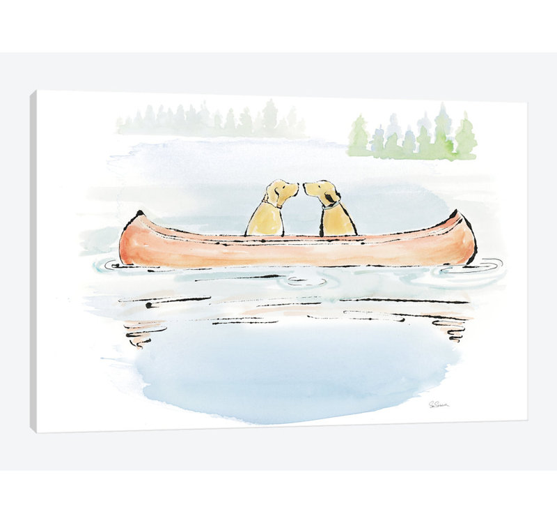 «Lakeside Days IV», reproduction sur toile tendue, Papier d'art encadré noir, Blanc, H 24 po x l 32 po x P 1 po