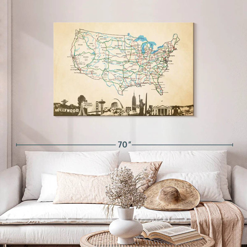 Aliaz Classic USA Map, 30" H x 45" W