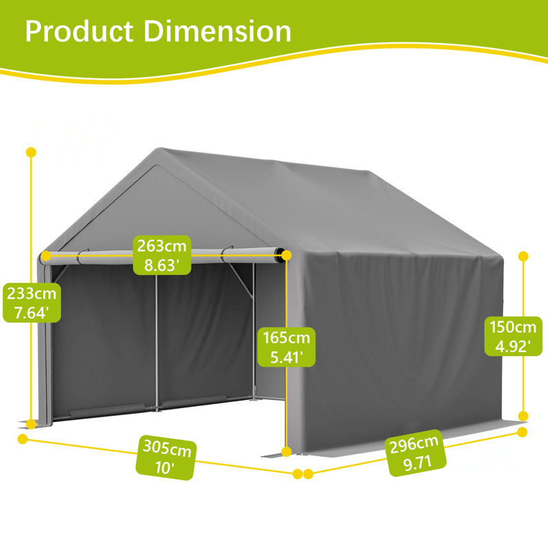 Abri de jardin extérieur de 10 pi, abri de jardin toutes saisons avec housse imperméable résistante aux rayons UV, cabine utilitaire multifonctionnelle pour bicyclette, outil, rangement en bois, assemblage facile