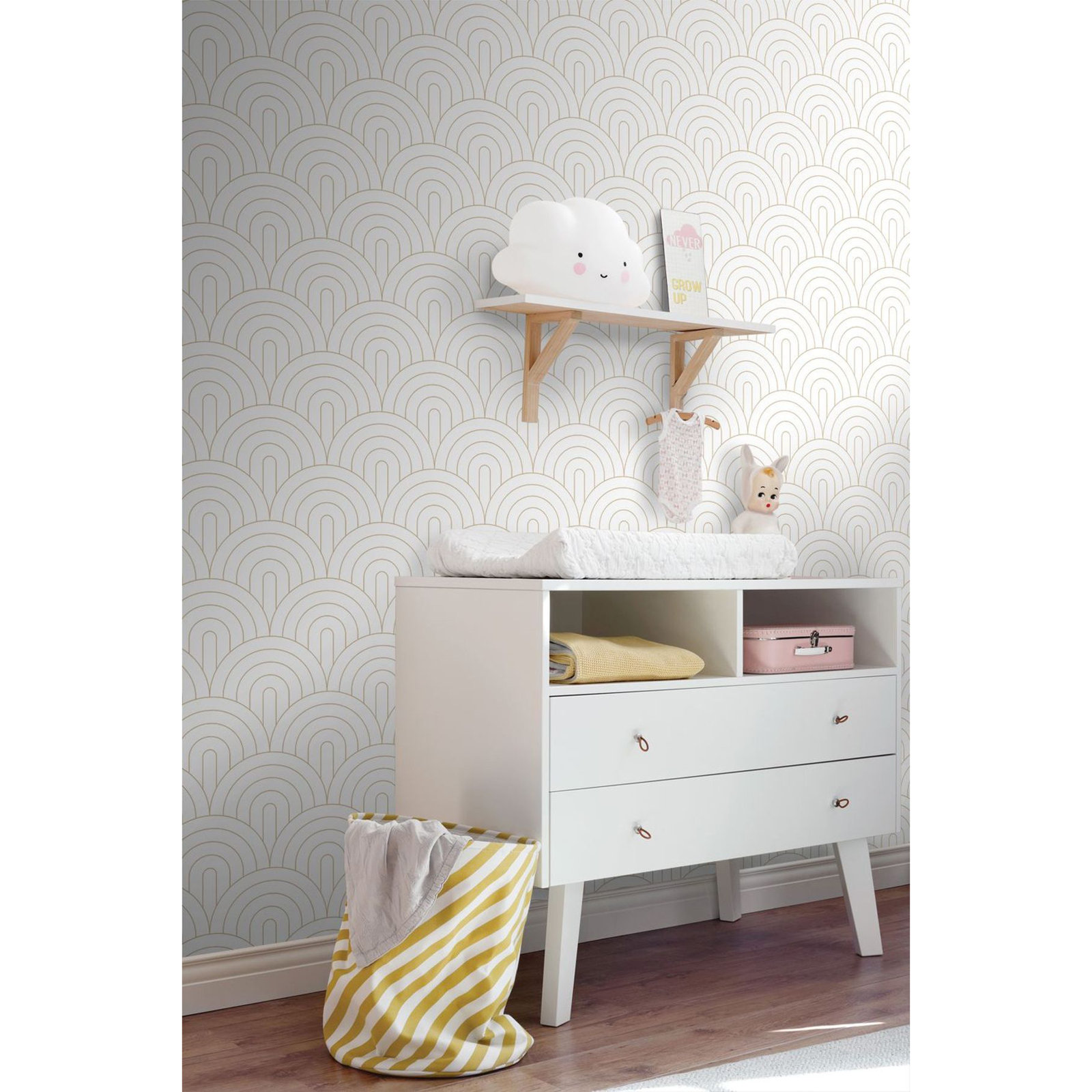 Rasha Modern Geometric Wallpaper, White