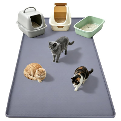 51x25.6in Waterproof Silicone Litter Box Mat, Grey