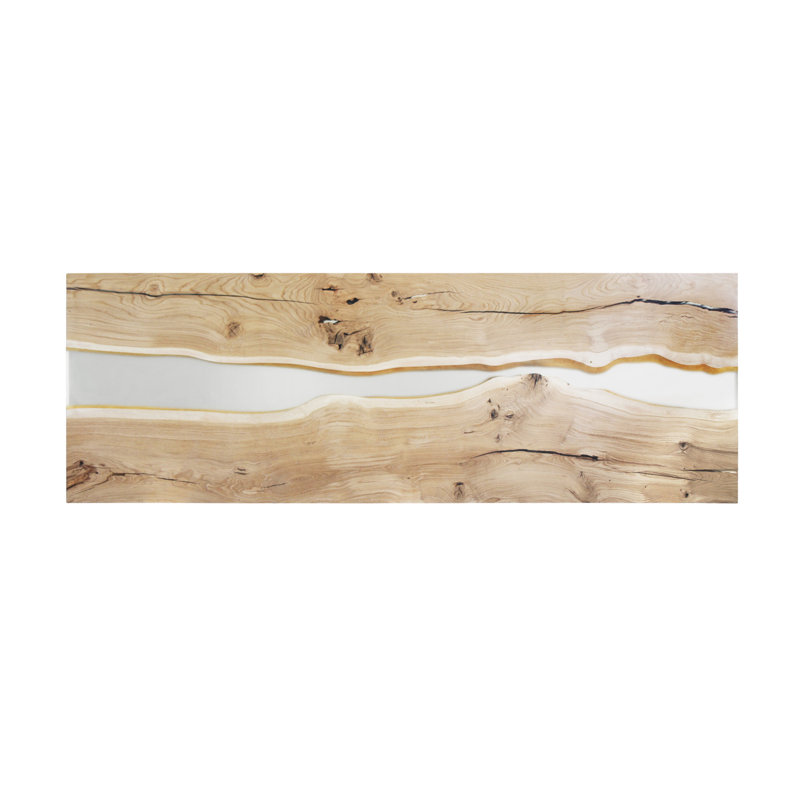 Oak Solid Wood Top Metal Base Dining Table