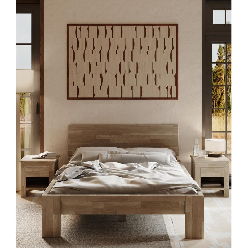 Daezon Solid Wood Bed, European Kingsize (160 x 200 cm), Gray