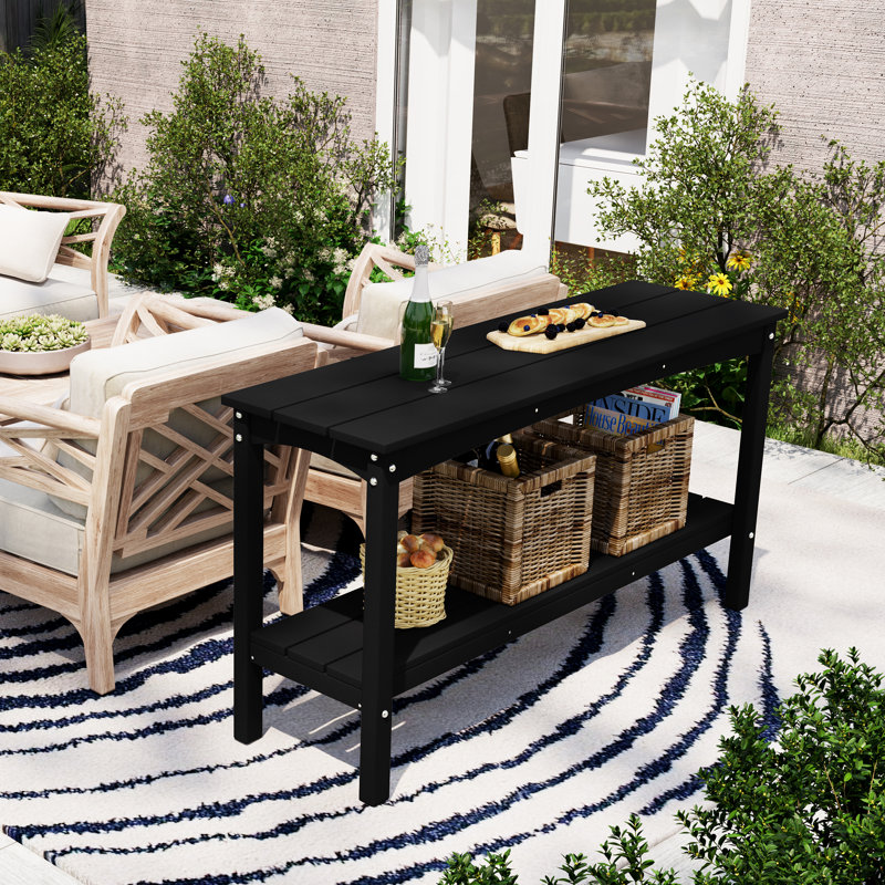 Armentha 55.5" W Outdoor Buffet Table, Black