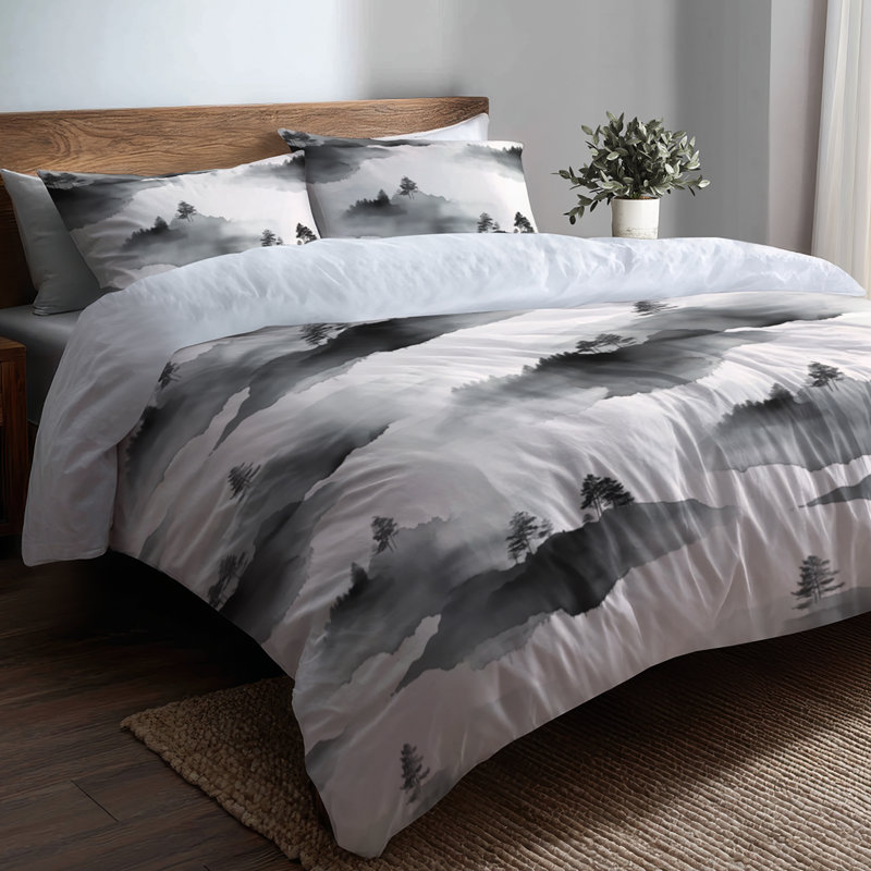 Ensemble de literie moderne 3 pièces - ensemble de housse de couette nuage forêt noire