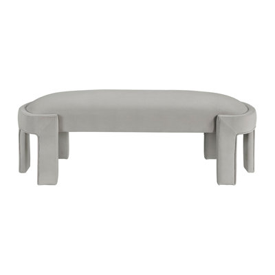 Stylish Upholstered Bench Taupe Velvet Fabric Foam Cushioned Seat Luxurious Comfort Home Furniture 1Pc Durable Plywood Frame Entryway Bench