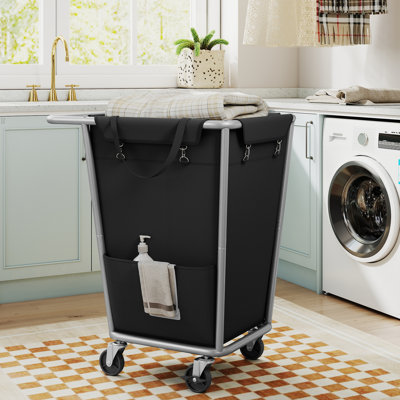 Laundry Basket With Wheels, Removable Bag, Steel Frame, 