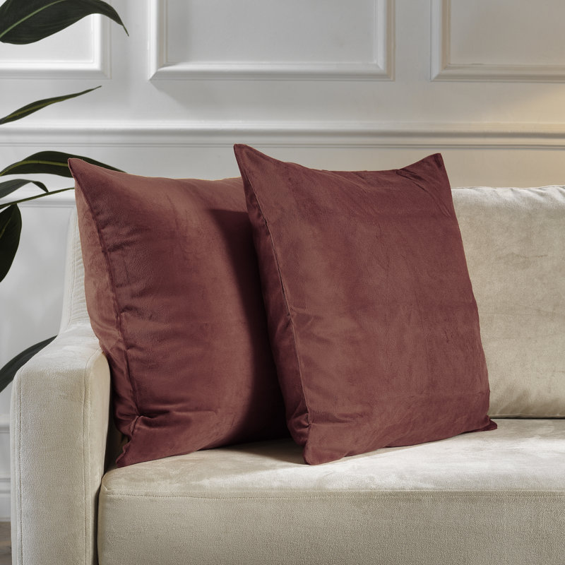 Matte Velvet Pillow Cover, 26" x 26", 57 Brick Red