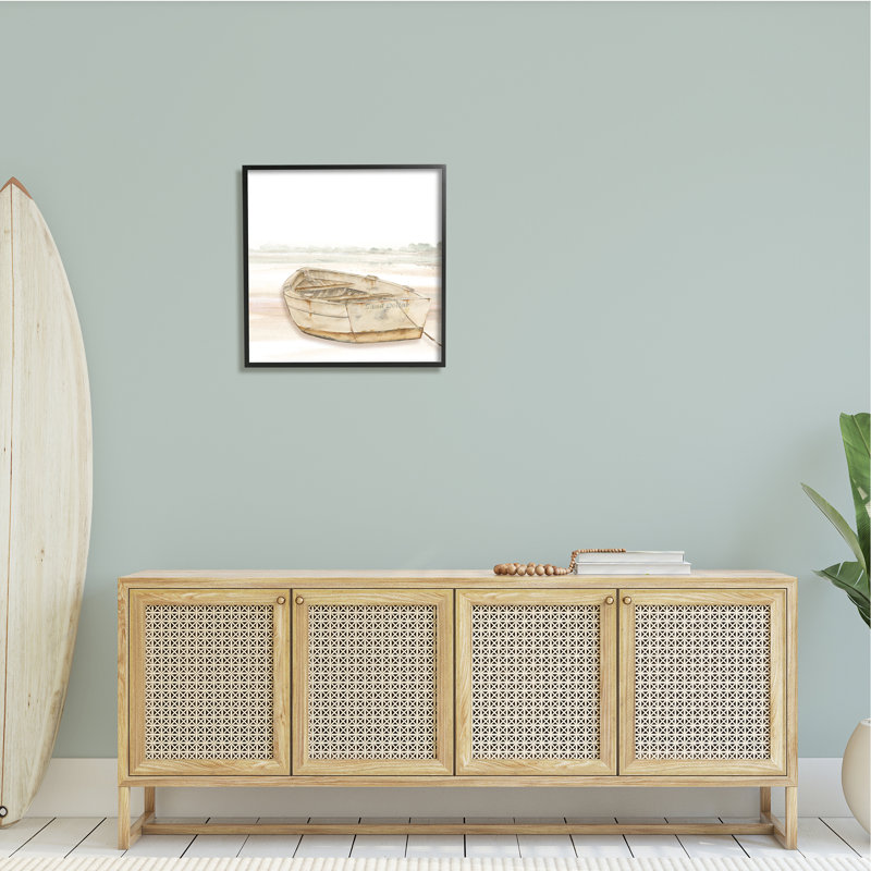 Barque de sable, H 17 po x l 17 po x P 1,5 po, Giclée encadrée noir minuit