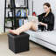 Repose-pieds pliable en similicuir avec rangement-1174561269